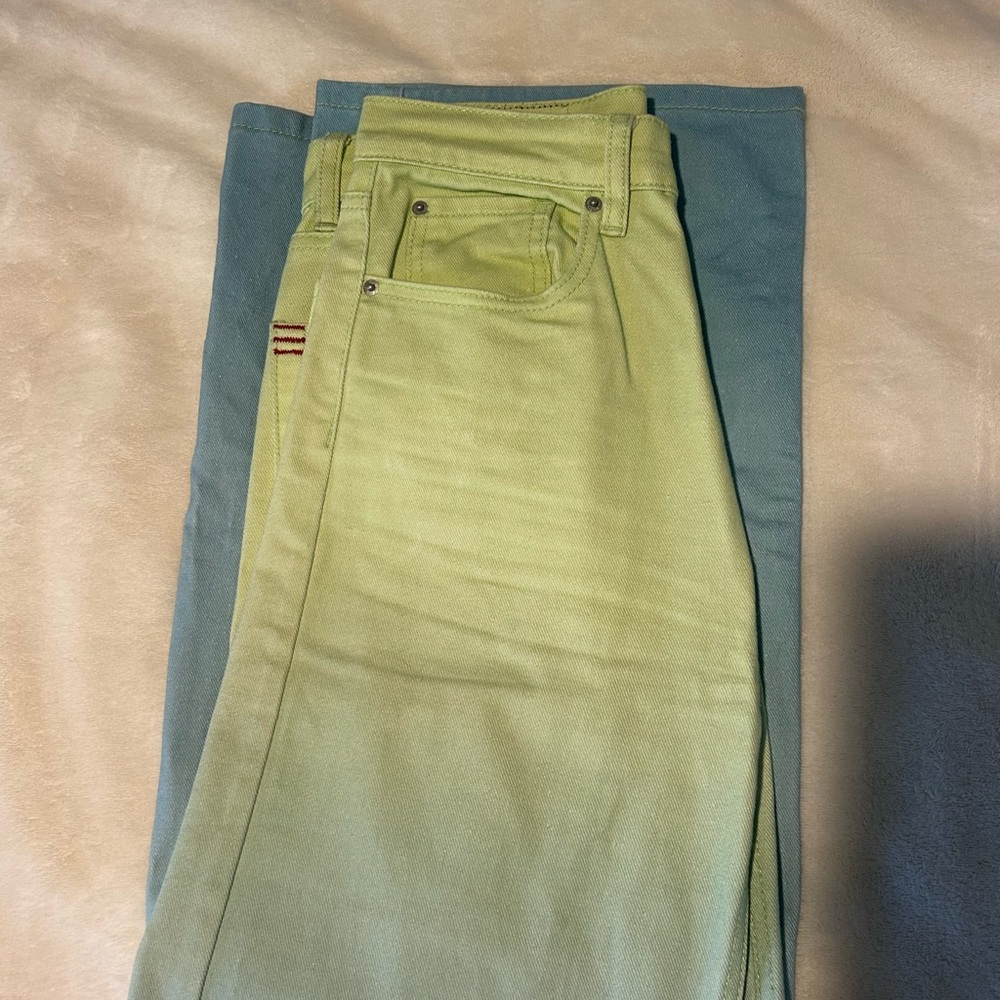 UO BDG High and Wide Blue/Green Ombré Watercolor Jeans